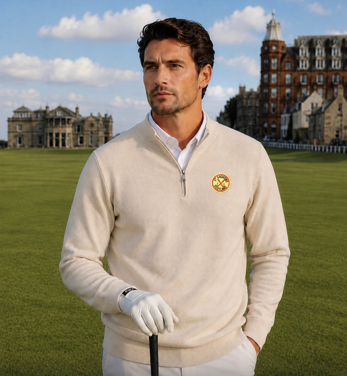 Vintage St Andrews Cream Quarter Zip