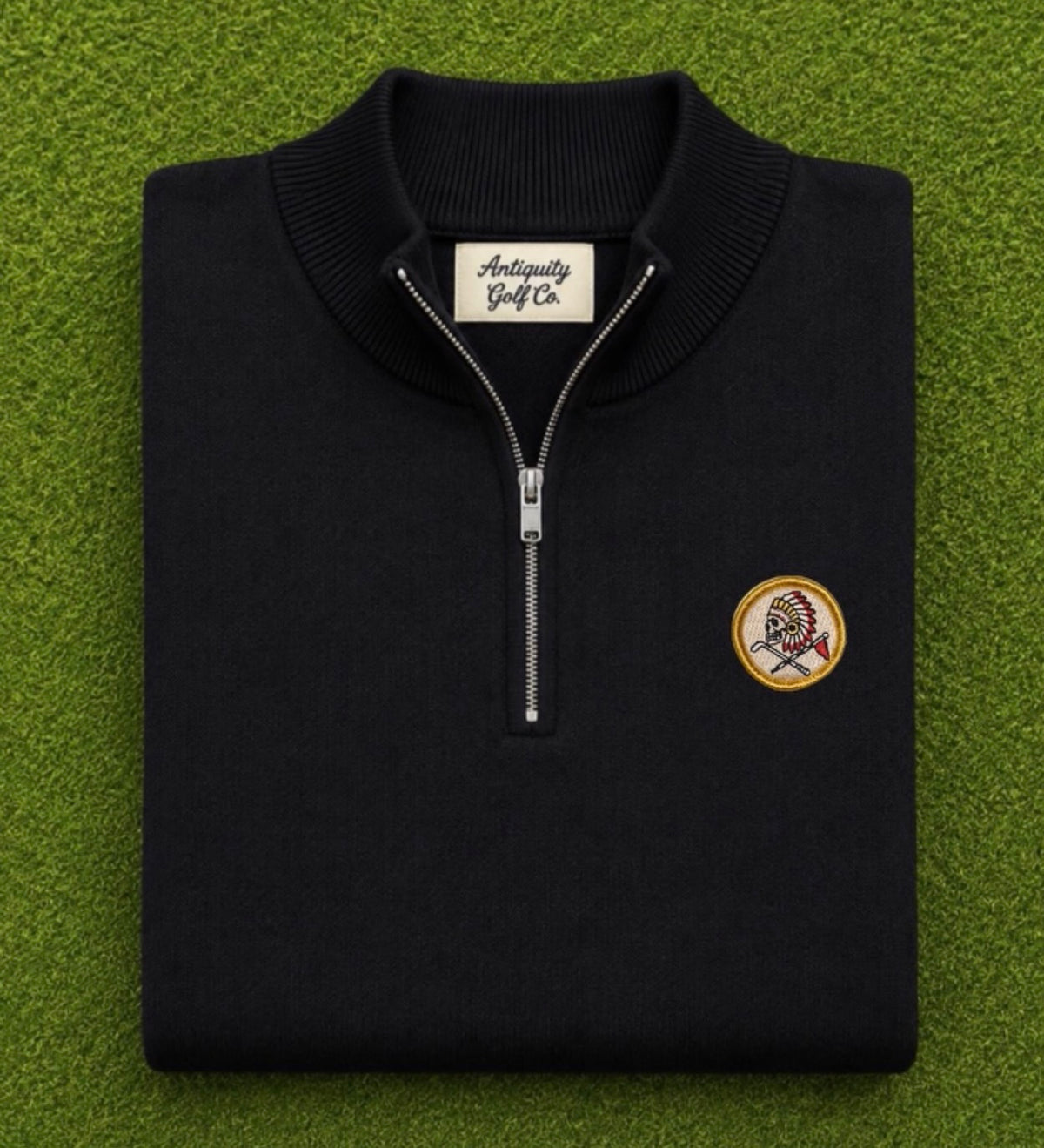 FLAG & IRON Black Quarter Zip Sweater