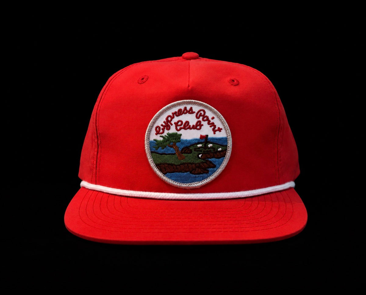 Vintage Cypress Point on Red Throwback Rope Hat (Mid to Low Crown)