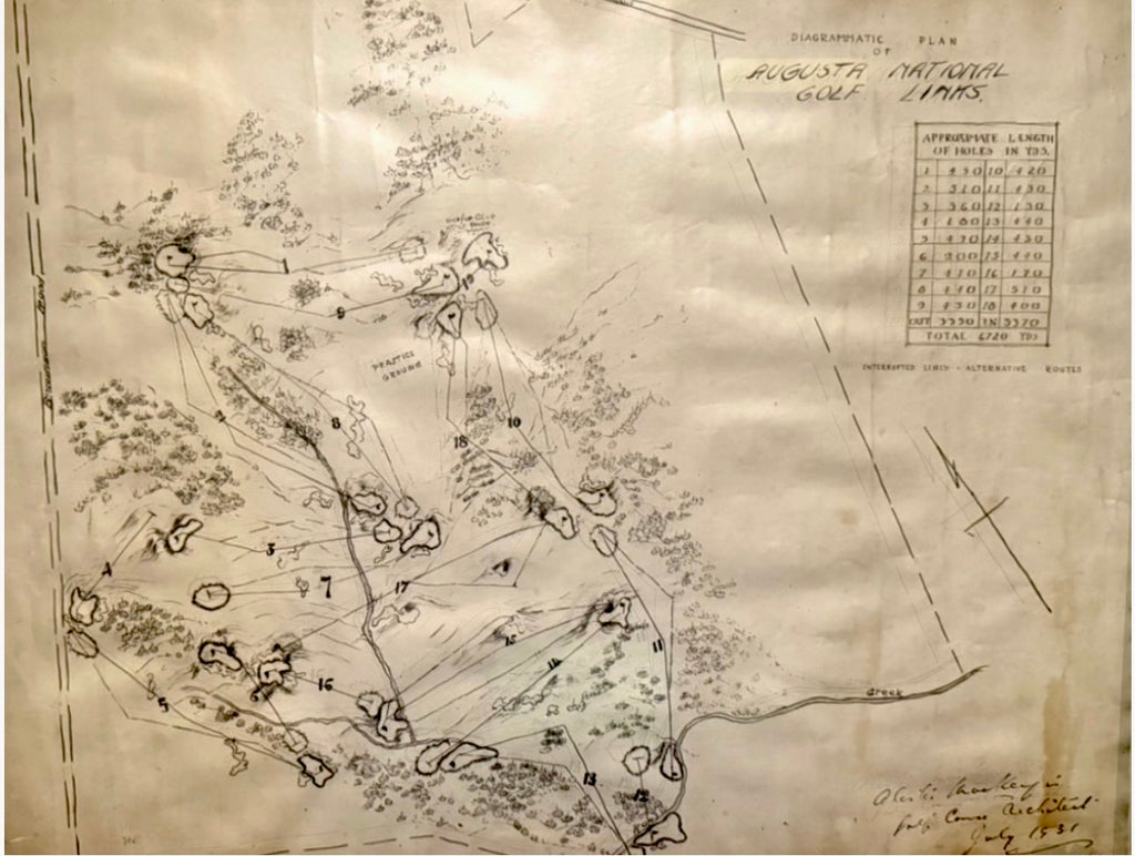 Original 1931 Map of Augusta National from the Wendell Miller Collection