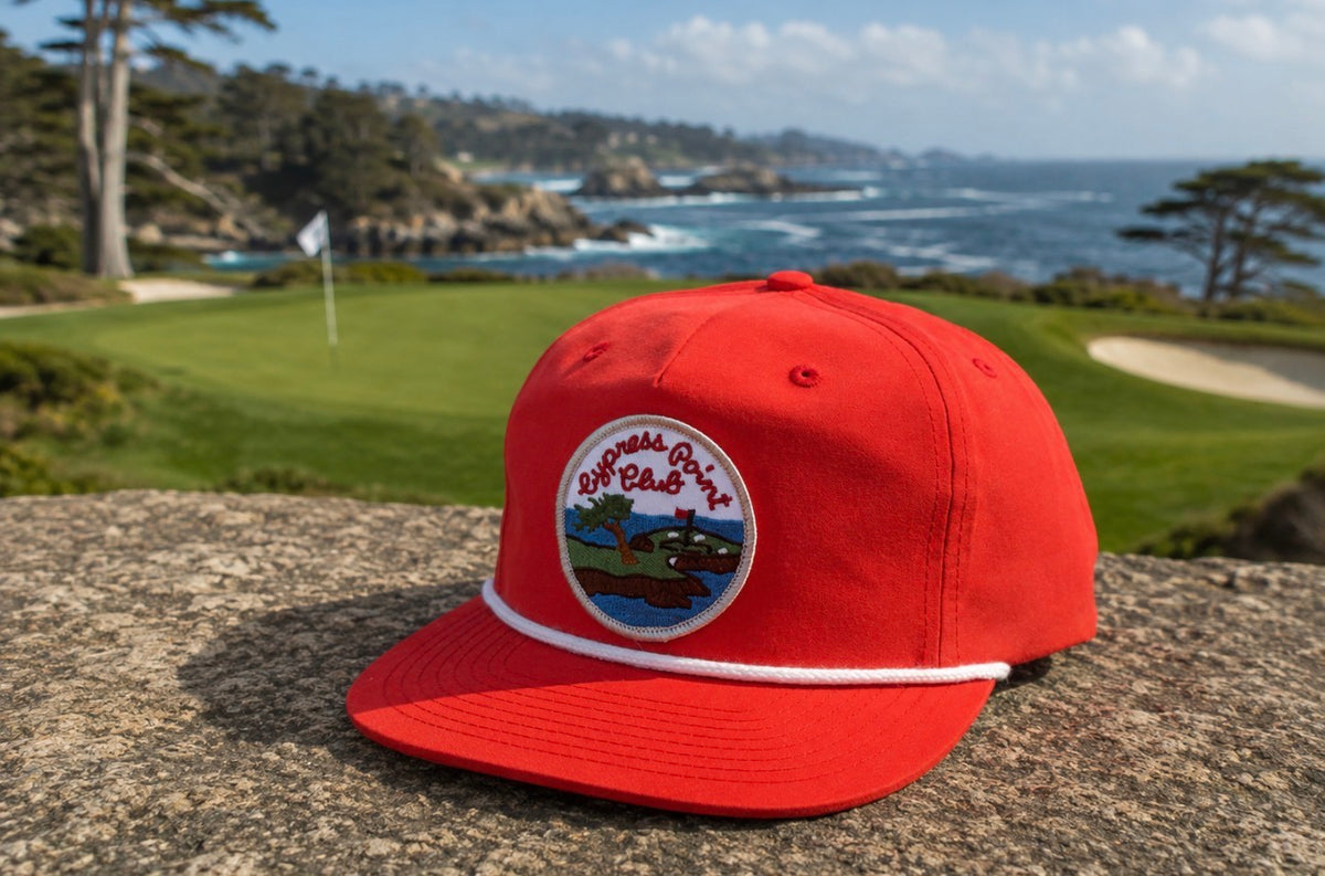 Vintage Cypress Point on Red Throwback Rope Hat (Mid to Low Crown)