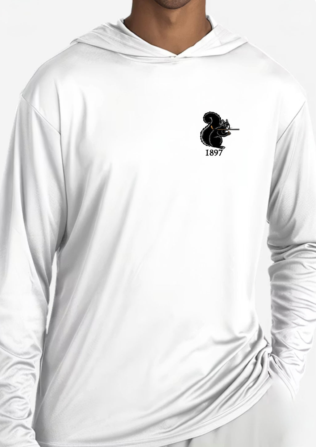 The Banned Belle Logo on White Sport Hoodie with SPF 50