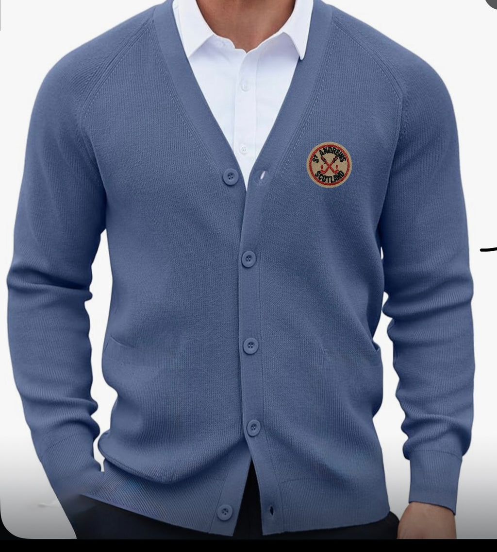 (Pre-Order) St Andrews Vintage Patch Cardigan - Light Blue