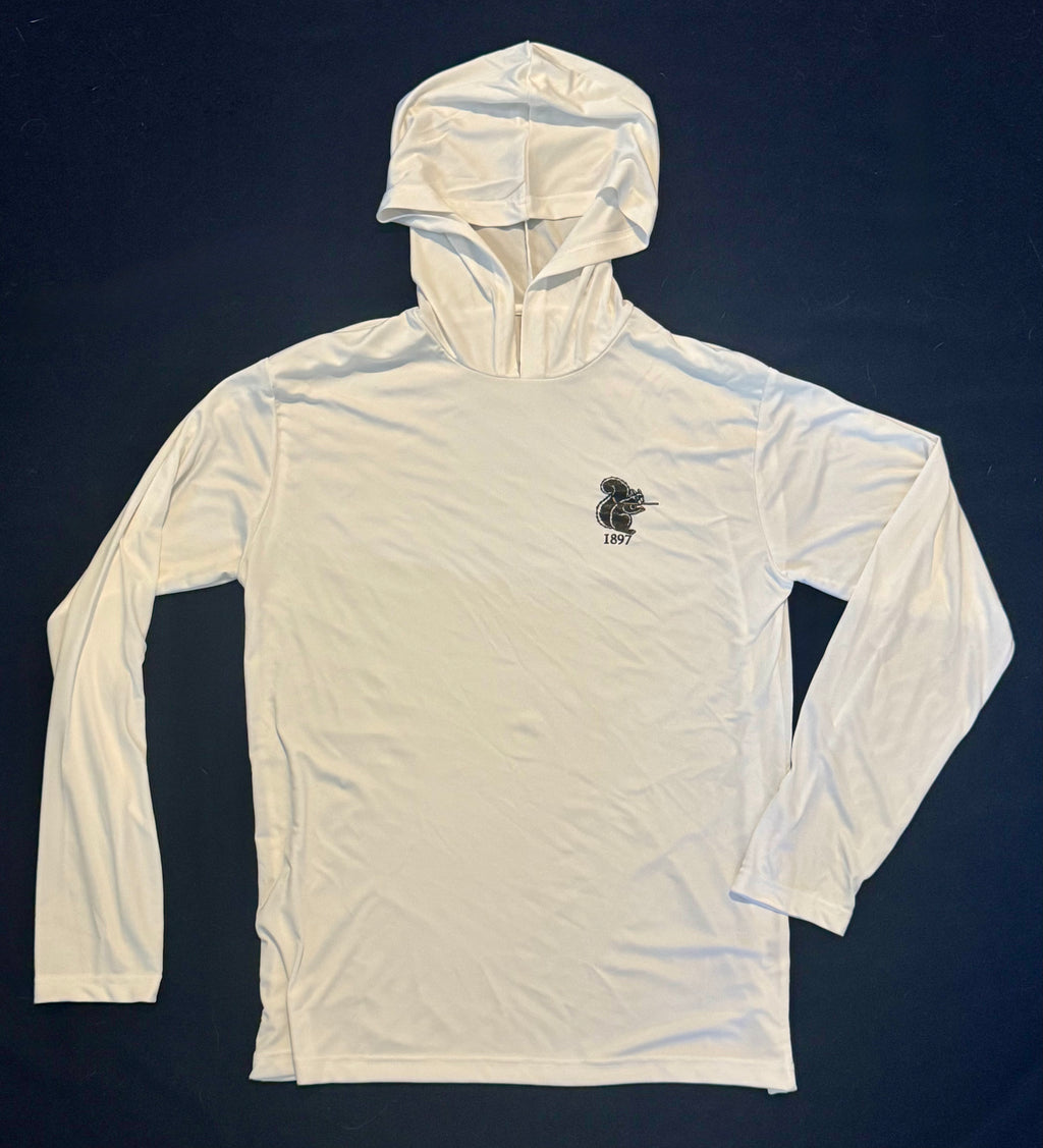 The Banned Belle Logo on White Sport Hoodie with SPF 50
