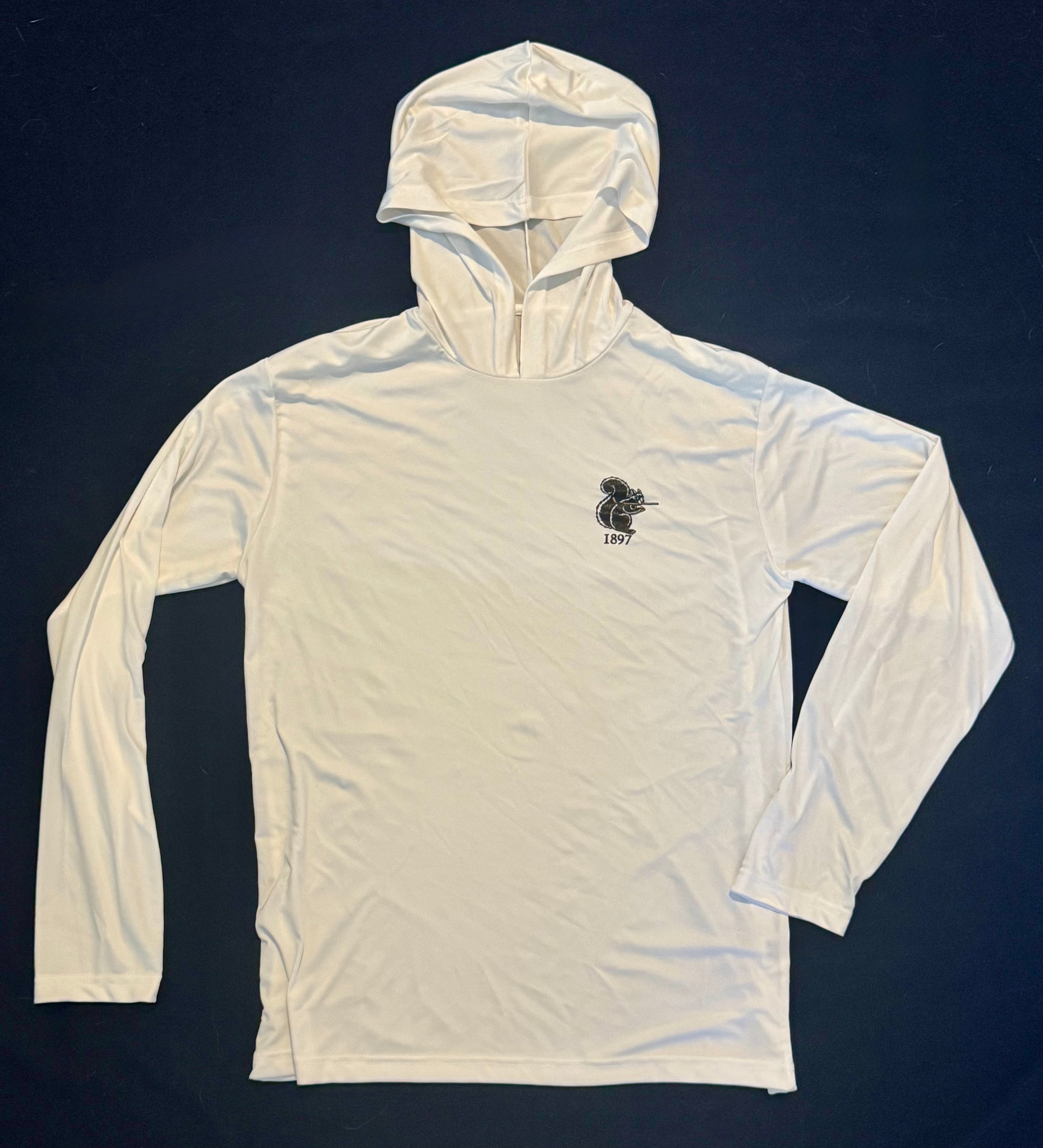 The Banned Belle Logo on White Sport Hoodie with SPF 50