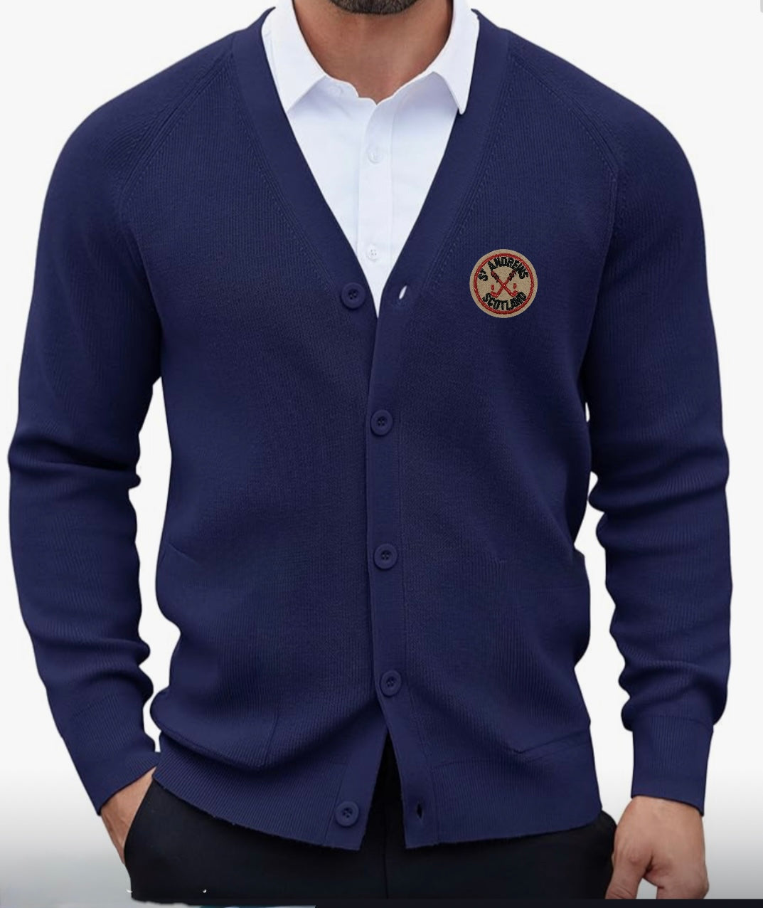 (Pre-Order) St Andrews Vintage Patch Cardigan — Navy